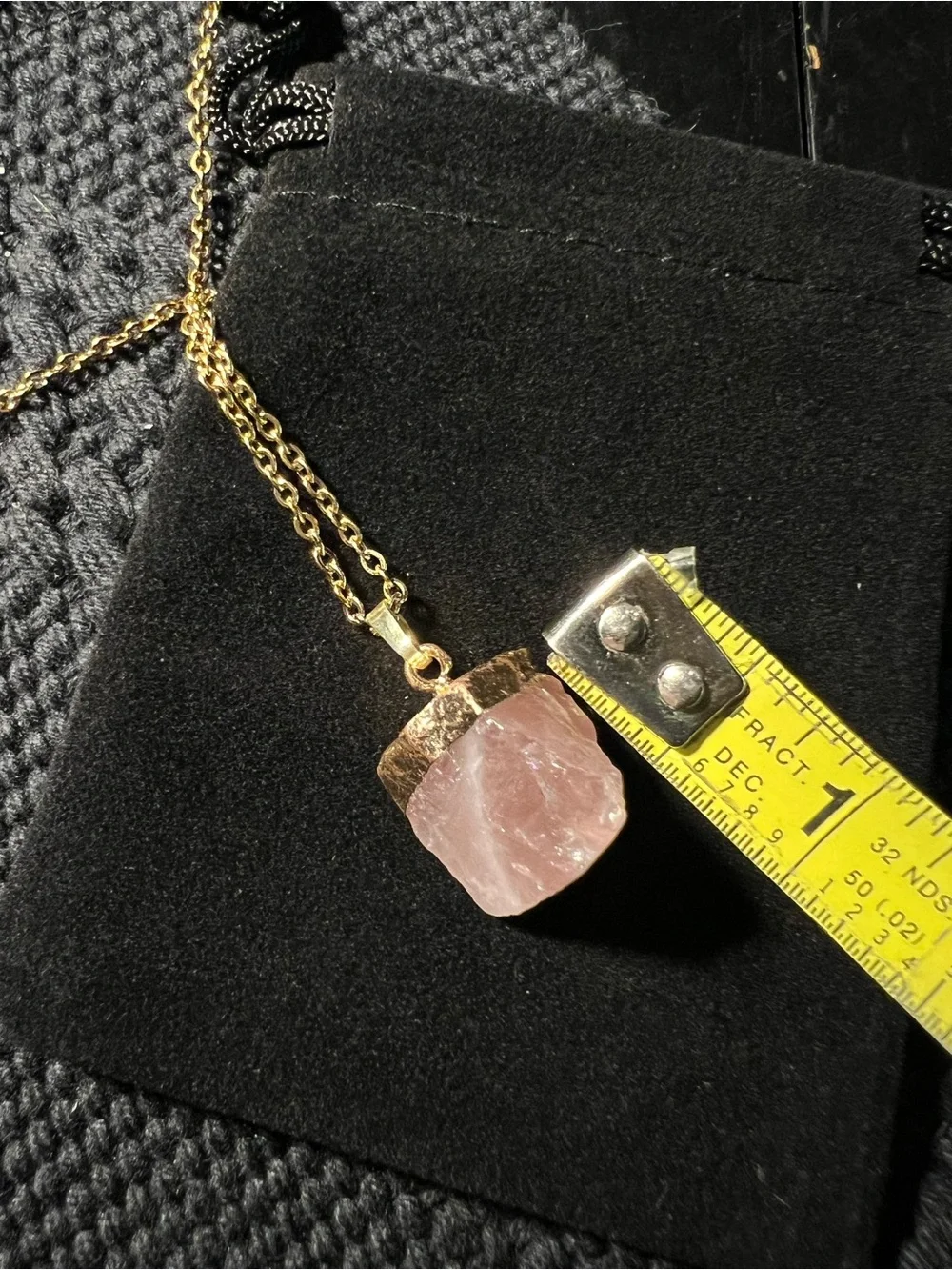 Raw Rose Quartz Gold-Dipped Crystal Pendant Necklace
